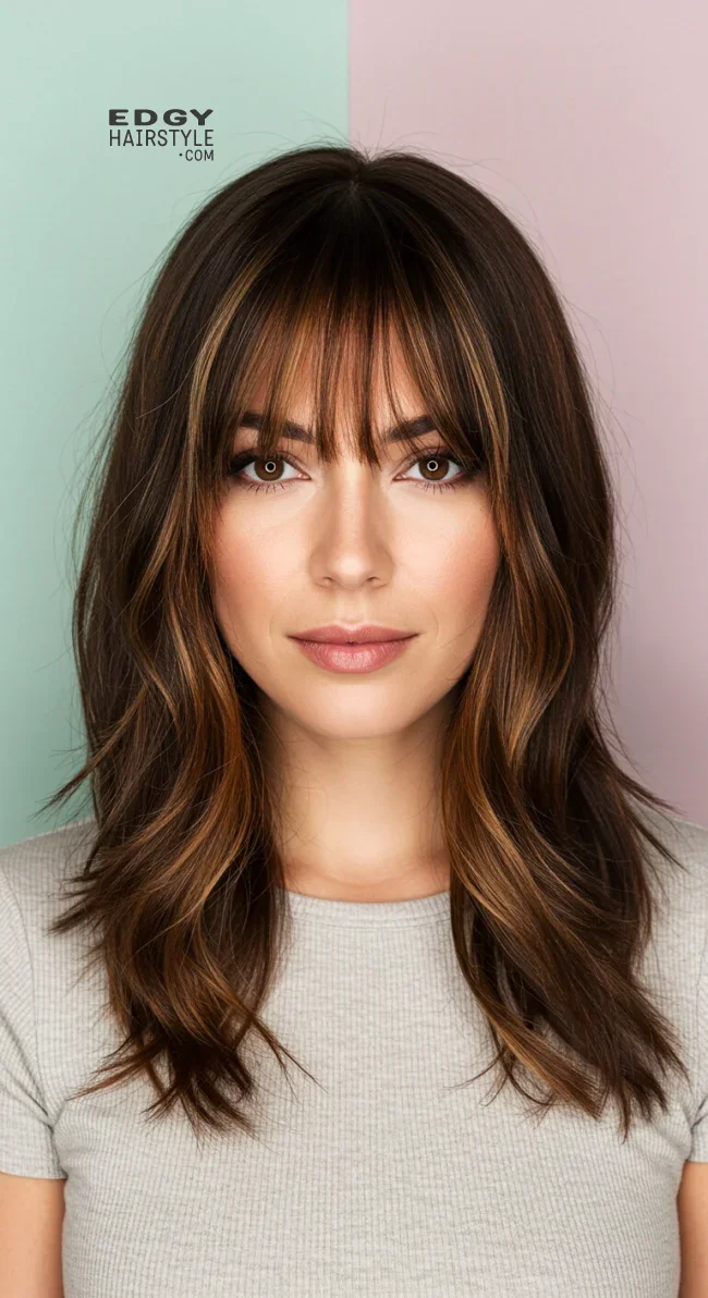 5. Balayage with Curtain Bangs | Trendy Hairstyles With Balayage - Brighten Your Look