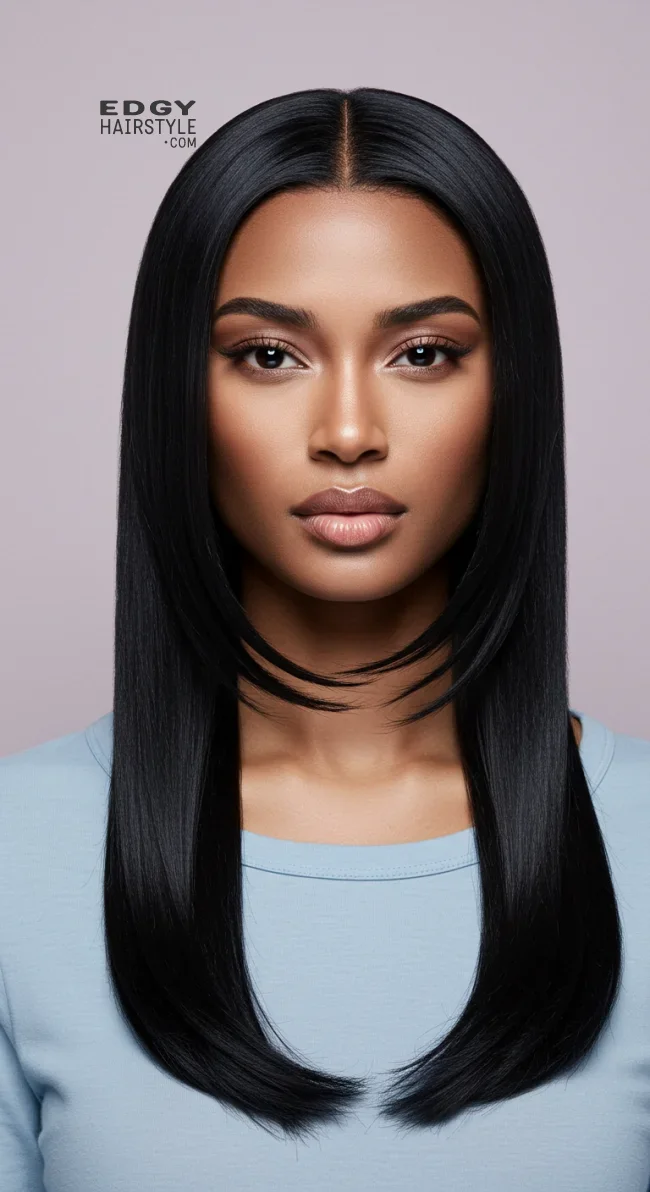 9. Long Straight Hair with Face-Framing Layers | Top Hairstyles For Square Face Shape - Flattering Styles