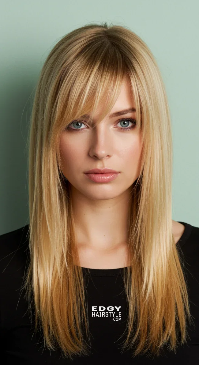 2. Side-Swept Bangs with Long Hair | Top Hairstyles For Square Face Shape - Flattering Styles