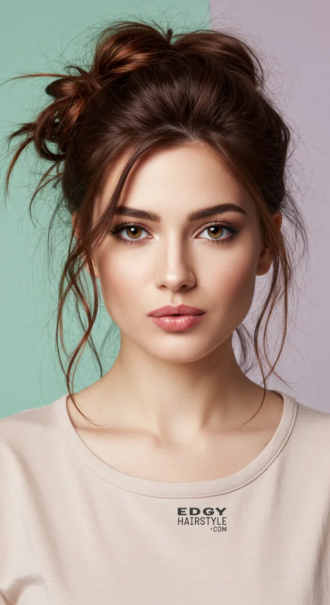 10. Messy Updo with Loose Strands | Top Hairstyles For Square Face Shape - Flattering Styles