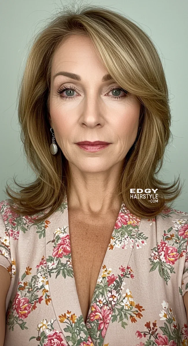 6. Shoulder-Length Feathered Layers | Elegant Hairstyles For Women Over 60 With Fine Hair