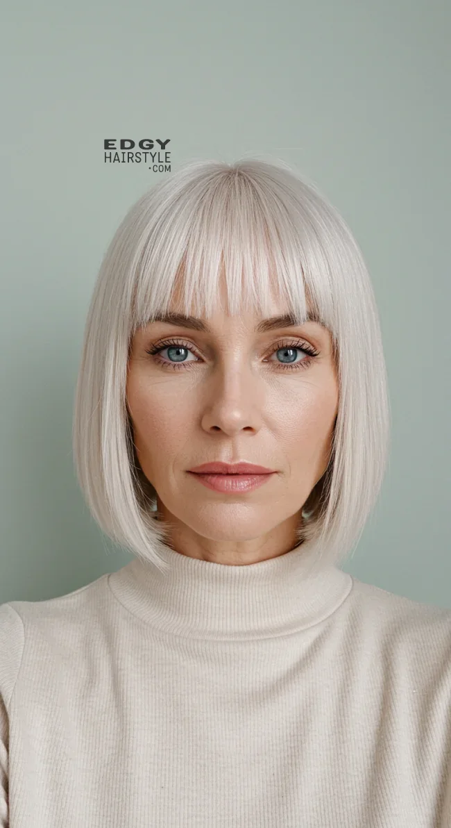 2. Chin-Length Blunt Cut | Elegant Hairstyles For Women Over 60 With Fine Hair