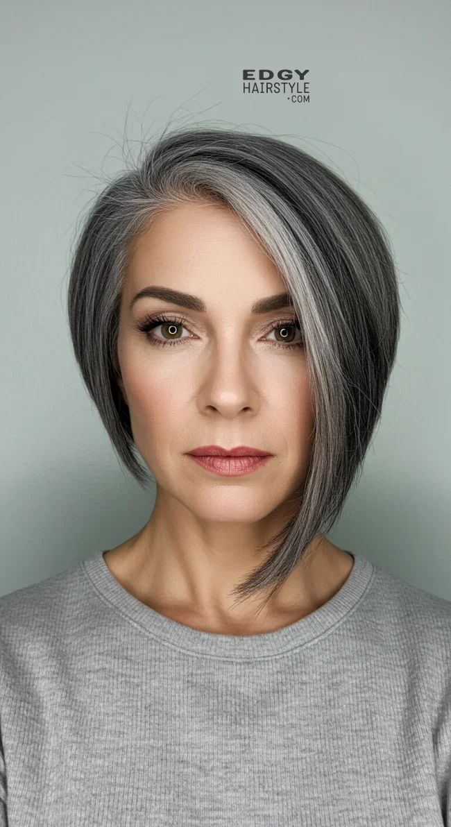 11. Asymmetrical Bob | Elegant Hairstyles For Women Over 60 With Fine Hair
