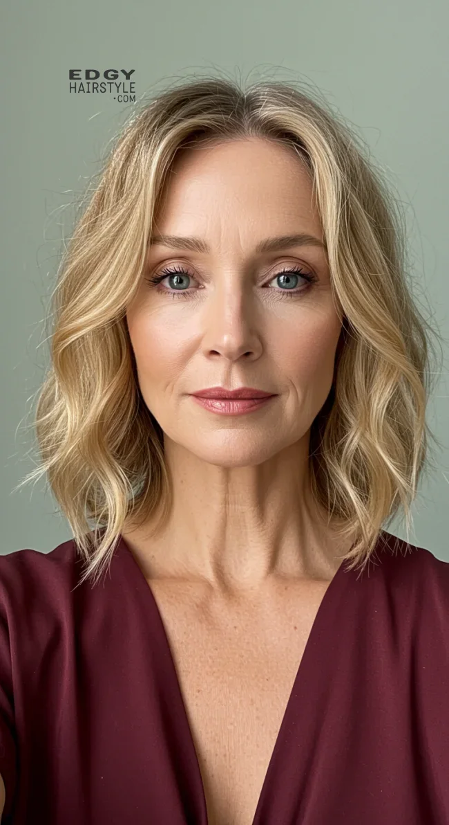 13. Shoulder-Length Blunt Cut with Soft Waves | Elegant Hairstyles For Women Over 60 With Fine Hair