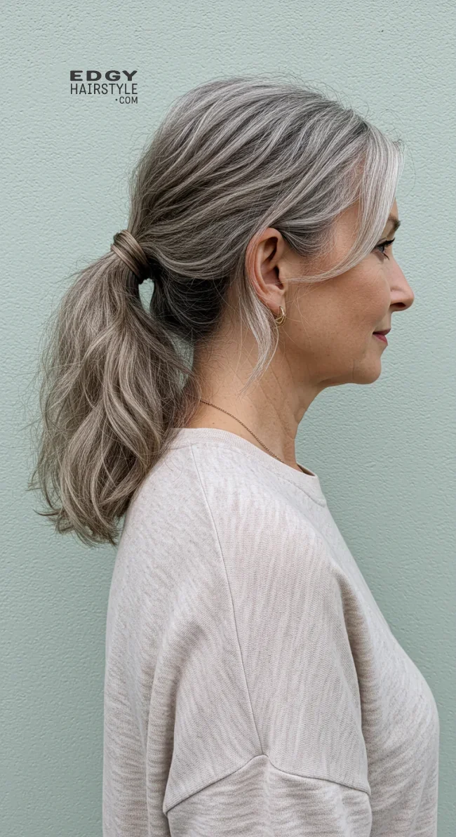 11. Casual Low Ponytail | Trendy And Age-Defying Hairstyles For Older Women