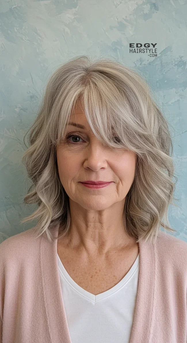 8. Soft Side-Swept Bangs with Waves | Trendy And Age-Defying Hairstyles For Older Women