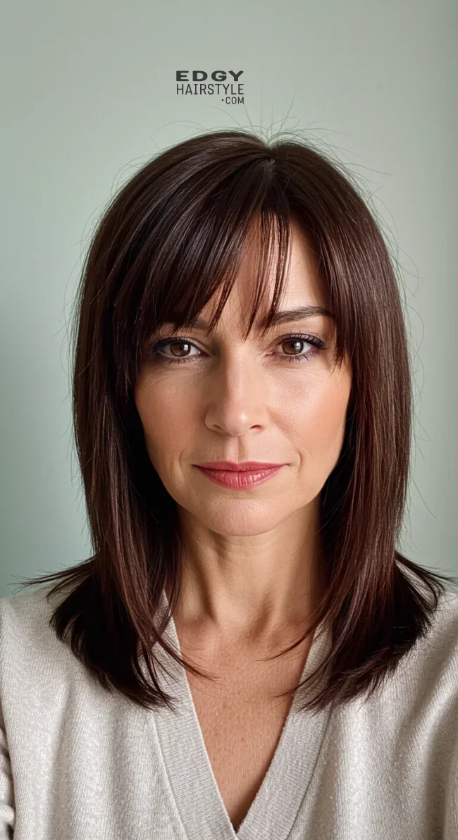 5. Side-Swept Bangs with Straight Hair | Youthful Looks: Trendy Hairstyles For Over 50