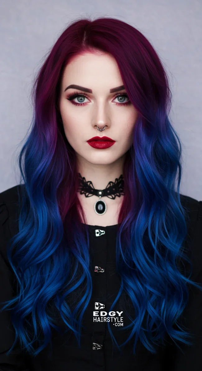 5. Midnight Blue or Deep Red Dyed Hair | 8 Most Popular Goth Hairstyles For Girls